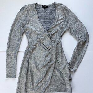 Silver Metallic Wrap Dress